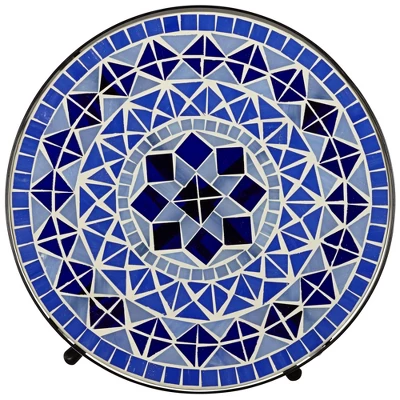 Teal Island Designs Modern Black Round Outdoor Accent Side Table 14" Wide Light Blue Mosaic Tabletop Front Porch Patio Home House Balcony 3 Teal Island Designs Modern Black Round Outdoor Accent Side Table 14" Wide Light Blue Mosaic Tabletop Front Porch Patio Home House Balcony - Image 3