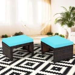 Costway 2PCS Patio Rattan Ottoman Cushioned Seat Foot Rest Furniture TurquoiseRedWhite 23 Costway 2PCS Patio Rattan Ottoman Cushioned Seat Foot Rest Furniture TurquoiseRedWhite -Deals Patio Elegance Store GUEST 2a23788e 90a7 48e1 8f80 76e40a181cd4