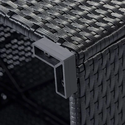 5pc Wicker Patio Sectional Seating Set With Cushions - Black/Blue - GODEER 13 5pc Wicker Patio Sectional Seating Set With Cushions - Black/Blue - GODEER - Image 13