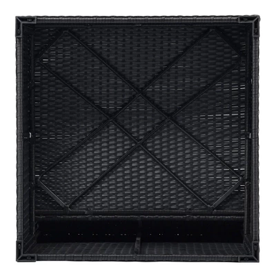 5pc Wicker Patio Sectional Seating Set With Cushions - Black/Blue - GODEER 8 5pc Wicker Patio Sectional Seating Set With Cushions - Black/Blue - GODEER - Image 8