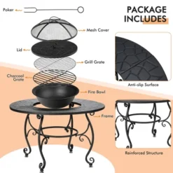Costway 35.5'' Patio Fire Pit Dining Table Charcoal Wood Burning W/ Cooking BBQ Grate 15 Costway 35.5'' Patio Fire Pit Dining Table Charcoal Wood Burning W/ Cooking BBQ Grate -Deals Patio Elegance Store GUEST 2cc44374 dd16 460e 94ec 6e6c9eceb41d