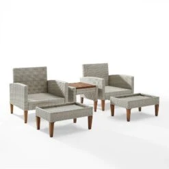 Capella 5pc Outdoor Wicker Chair Set - Gray - Crosley -Deals Patio Elegance Store GUEST 2cc7de07 bf6c 4d42 b49c eed19b50a209