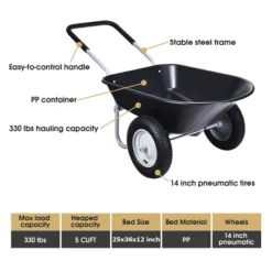 Costway 2 Tire Wheelbarrow Cart Heavy-duty Dolly Utility Cart Black 11 Costway 2 Tire Wheelbarrow Cart Heavy-duty Dolly Utility Cart Black -Deals Patio Elegance Store GUEST 2cdf718b 15de 474b a9b6 d8293d2eb24a