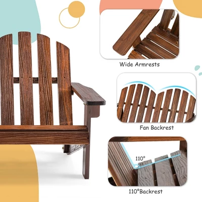 Costway 2 Person Adirondack Chair Kid Solid Wood Loveseat Backrest Arm Rest Patio Coffee/White 7 Costway 2 Person Adirondack Chair Kid Solid Wood Loveseat Backrest Arm Rest Patio Coffee/White - Image 7