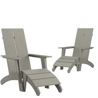 Flash Furniture Set Of 2 Sawyer Modern All-Weather Poly Resin Wood Adirondack Chairs With Foot Rests 11 Flash Furniture Set Of 2 Sawyer Modern All-Weather Poly Resin Wood Adirondack Chairs With Foot Rests - Image 11