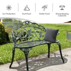 Costway Patio Garden Bench Chair Style Porch Cast Aluminum Outdoor Rose Antique Green 13 Costway Patio Garden Bench Chair Style Porch Cast Aluminum Outdoor Rose Antique Green -Deals Patio Elegance Store GUEST 2dc9f1e4 1d13 47e8 86c0 62995bd326bd