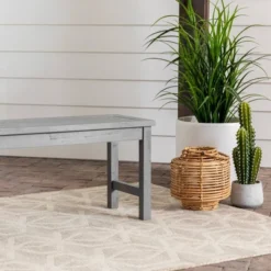 Ravenscroft Modern Boho Acacia Wood Slat Top Outdoor Dining Bench - Gray Wash - Saracina Home -Deals Patio Elegance Store GUEST 2dd133d4 c68e 4083 9552 2ac421e62e53