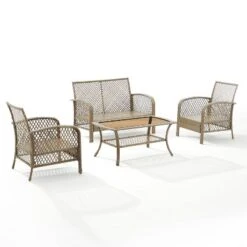 Tribeca 4pc Outdoor Wicker Conversation Set - Sand/Driftwood - Crosley -Deals Patio Elegance Store GUEST 2eac0dfa 1f13 410d 9f30 e8444bd2b166