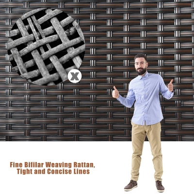 Tangkula 8PCS Conversation Wicker Set Patio Rattan Table&Cushioned Chair 4 Tangkula 8PCS Conversation Wicker Set Patio Rattan Table&Cushioned Chair - Image 4