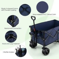 Costway Folding Collapsible Wagon Utility Garden Cart W/ Wide Wheels Adjustable Handle -Deals Patio Elegance Store GUEST 2ed6b181 fb90 40a3 876e aa75fd1dbaae