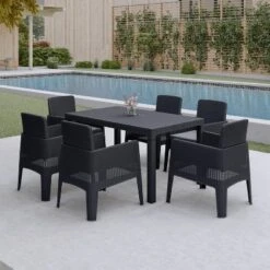 Lucca 7pc Dining Set With Cushions - Black/Gray - DUKAP -Deals Patio Elegance Store GUEST 2f044232 5be8 41cc ad55 9dd6afee5a8c