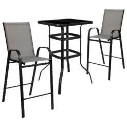 Flash Furniture Outdoor Dining Set - 2-Person Bistro Set - Outdoor Glass Bar Table With All-Weather Patio Stools -Deals Patio Elegance Store GUEST 3033c75d 34b7 4689 94a7 e96e0d7887d6