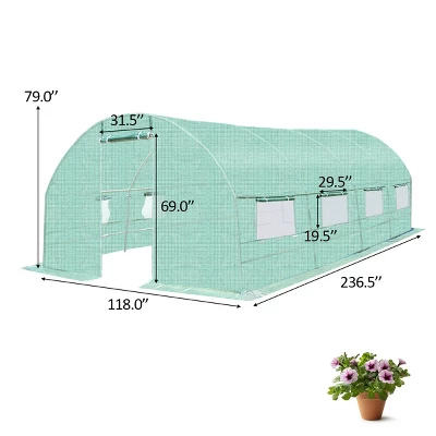 10'X6.5'X20' Walk-in Greenhouse Backyard Grow Tents Steel Frame 8 Windows 1 10'X6.5'X20' Walk-in Greenhouse Backyard Grow Tents Steel Frame 8 Windows