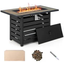 Tangkula 7PCS Patio Rattan Furniture Set 42" Fire Pit Table W/ Cover Cushioned -Deals Patio Elegance Store GUEST 30da9dc3 5337 452c bef5 8c1f0c3b430c