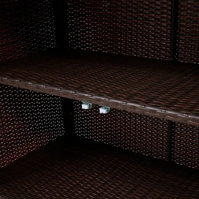 Teamson Home 39.5" Veronica Rolling Outdoor PE Rattan Bar Cart With Storage, Brown 11 Teamson Home 39.5" Veronica Rolling Outdoor PE Rattan Bar Cart With Storage, Brown - Image 11