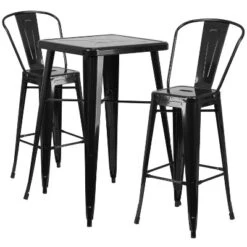 Emma And Oliver Commercial Grade 23.75" Square Metal Indoor-Outdoor Bar Table Set, 2 Back Stools -Deals Patio Elegance Store GUEST 31c2a244 4041 418d a5b4 a9247dd44836