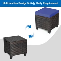 Costway 2PCS Patio Rattan Ottoman Cushioned Seat Foot Rest Coffee Table Furniture Garden Navy -Deals Patio Elegance Store GUEST 320035b1 509c 4c67 be09 3d5fa853bd7f