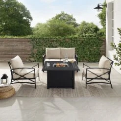 Kaplan 4pc Outdoor Conversation Set With Dante Fire Table - Oatmeal - Crosley -Deals Patio Elegance Store GUEST 32cdfcbb a583 40b6 b840 a79ebbb53fbf