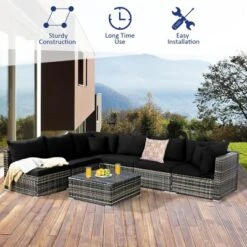 Costway 7PCS Patio Rattan Furniture Set Sectional Sofa Garden Black Cushion 12 Costway 7PCS Patio Rattan Furniture Set Sectional Sofa Garden Black Cushion -Deals Patio Elegance Store GUEST 33395aae 5772 46f9 9d07 ef5817fb9d74