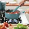 Rachael Ray Cook + Create Aluminum Nonstick Saucier Pan 3qt Agave Blue