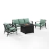 Kaplan 5pc Outdoor Sofa Set With Fire Table - Mist - Crosley