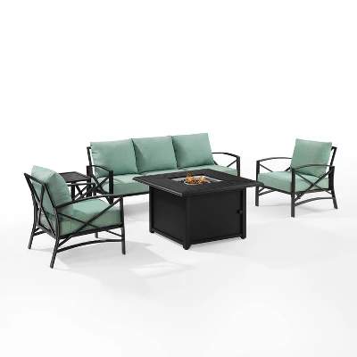 Kaplan 5pc Outdoor Sofa Set With Fire Table - Mist - Crosley 1 Kaplan 5pc Outdoor Sofa Set With Fire Table - Mist - Crosley