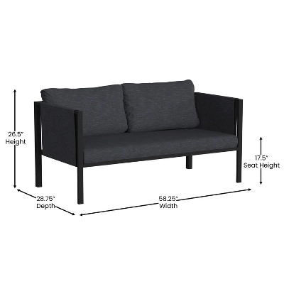 Merrick Lane Outdoor Love Seat/Sofa With Removable Fabric Cushions And Steel Frame 8 Merrick Lane Outdoor Love Seat/Sofa With Removable Fabric Cushions And Steel Frame - Image 8