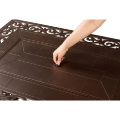 48" X 36" Rectangular Aluminum 55000 BTUs Propane Fire Pit Table With Two Covers - Brown - Oakland Living -Deals Patio Elegance Store GUEST 341ea591 f6a1 48e2 bfb4 af9771d1377d