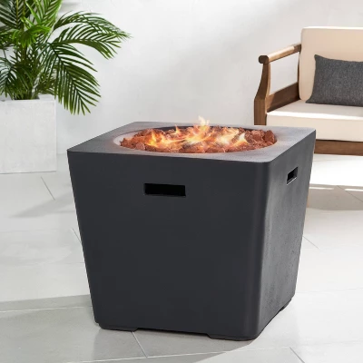 Elisson Outdoor 40000 BTU Light Weight Square Fire Pit Dark Gray - Christopher Knight Home 2 Elisson Outdoor 40000 BTU Light Weight Square Fire Pit Dark Gray - Christopher Knight Home - Image 2