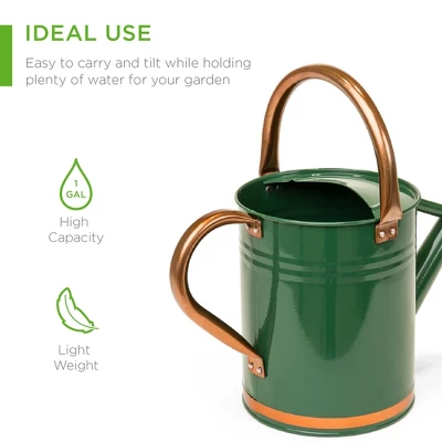 Best Choice Products 1-Gallon Galvanized Steel Watering Can For Gardening W/ O-Ring, Top Handle, Copper Accents 2 Best Choice Products 1-Gallon Galvanized Steel Watering Can For Gardening W/ O-Ring, Top Handle, Copper Accents - Image 2