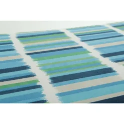 Set Of 2 Outdoor/Indoor Rounded Corners Seat Cushions Solar Stripe - Pillow Perfect -Deals Patio Elegance Store GUEST 3612b67c 3d82 49f5 bfd5 b014b361525b