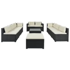 9pc Wicker Patio Sectional Seating Set With Cushions - Black/Beige - GODEER 20 9pc Wicker Patio Sectional Seating Set With Cushions - Black/Beige - GODEER -Deals Patio Elegance Store GUEST 36a23084 fad0 4895 98cc dd17d28df134