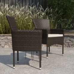 Merrick Lane Patio Chairs With Fade And Weather Resistant Wicker Wrapped Powder Coated Steel Frames & Cushions-Set Of 2 -Deals Patio Elegance Store GUEST 3709e893 1686 4dc9 a978 c07a15110411