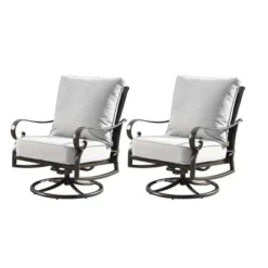 5pc Set With 44" Outdoor Aluminum Round Fire Table & 4 Deep Seating Swivel Rocking Chairs & Wind Blocker Lid - Oakland Living -Deals Patio Elegance Store GUEST 37634957 e706 4ba1 8cd0 2f52a2352bd3