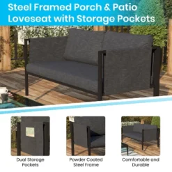 Merrick Lane Outdoor Love Seat/Sofa With Removable Fabric Cushions And Steel Frame 19 Merrick Lane Outdoor Love Seat/Sofa With Removable Fabric Cushions And Steel Frame -Deals Patio Elegance Store GUEST 37680c68 8334 4b81 804f 3406d391b49d