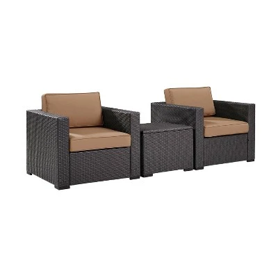 Biscayne 3pc Outdoor Wicker Seating Set - Mocha - Crosley 2 Biscayne 3pc Outdoor Wicker Seating Set - Mocha - Crosley - Image 2