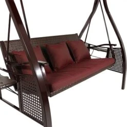 Sunnydaze Decor Sunnydaze Outdoor Deluxe 3-Person Patio Swing With Tilting Canopy Shade, Cushions And Side Tables -Deals Patio Elegance Store GUEST 38155c14 4ab5 4936 8bf5 bc93c6134b34
