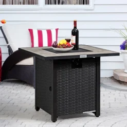 Costway 30'' Square Propane Gas Fire Pit Table Ceramic Tabletop 50,000 BTU With Cover -Deals Patio Elegance Store GUEST 39ac5144 6163 47e3 9fc0 bf3db5c6e118