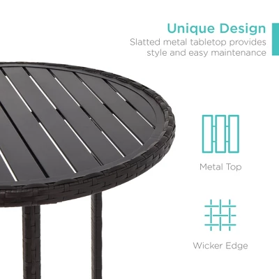 Best Choice Products 3-Piece Outdoor Wicker Bistro Bar Height Set For Patio, Garden W/ Barstools, Steel Frame 3 Best Choice Products 3-Piece Outdoor Wicker Bistro Bar Height Set For Patio, Garden W/ Barstools, Steel Frame - Image 3