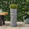 Christopher Knight Home 10" Wide Poulan Concrete Outdoor Novelty Polynesian Planter Stone Gray