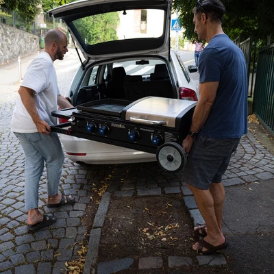 Razor Griddle Portable 4-Burner 40,000 BTU Gas Grill & Griddle Combo With 16" X 16" Cooking Surface Area, Foldable Cart & Steel Lid, Black 2 Razor Griddle Portable 4-Burner 40,000 BTU Gas Grill & Griddle Combo With 16" X 16" Cooking Surface Area, Foldable Cart & Steel Lid, Black - Image 2
