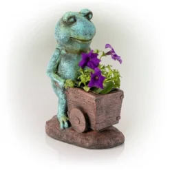 15" Magnesium Oxide Frog Pushing Wagon Statue Planter - Alpine Corporation -Deals Patio Elegance Store GUEST 3b4bcd86 7131 415d b61a 63c145e92399