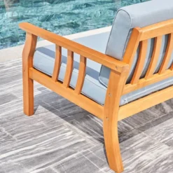 Kapalua Honey Nautical Eucalyptus Wooden Outdoor Sofa Bench With Cushion - Vifah 9 Kapalua Honey Nautical Eucalyptus Wooden Outdoor Sofa Bench With Cushion - Vifah -Deals Patio Elegance Store GUEST 3b7014b5 ae89 476c b22f 25127922c91b
