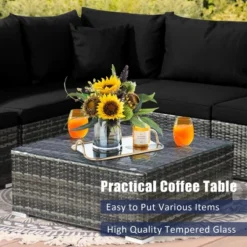 Costway 7PCS Patio Rattan Furniture Set Sectional Sofa Garden Black Cushion 14 Costway 7PCS Patio Rattan Furniture Set Sectional Sofa Garden Black Cushion -Deals Patio Elegance Store GUEST 3c9443d6 bd5e 462b 811b c79b64464fad