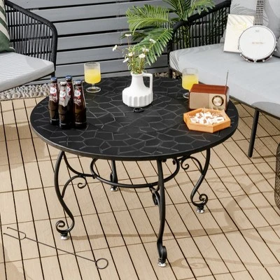 Costway 35.5'' Patio Fire Pit Dining Table Charcoal Wood Burning W/ Cooking BBQ Grate 4 Costway 35.5'' Patio Fire Pit Dining Table Charcoal Wood Burning W/ Cooking BBQ Grate - Image 4