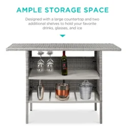 Best Choice Products Outdoor Patio Wicker Bar Counter Table W/ 2 Steel Shelves, 2 Sets Of Rails -Deals Patio Elegance Store GUEST 3d73aede bf4a 42b3 970a 01b841046307