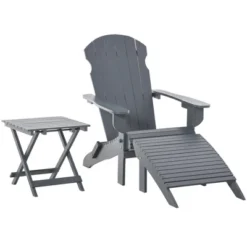 Outsunny 3-Piece Folding Adirondack Chair Set With Ottoman And Side Table, Outdoor Wooden Accent Furniture Fire Pit Lounge Chairs For Patio -Deals Patio Elegance Store GUEST 3d9d3234 6670 4403 be3d d8138901e42a