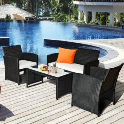 Costway 4PCS Patio Rattan Furniture Set Table &Sofa W/Cushion Garden Black 10 Costway 4PCS Patio Rattan Furniture Set Table &Sofa W/Cushion Garden Black -Deals Patio Elegance Store GUEST 3dc41eee 08ce 4f71 ab64 4fda5c507686