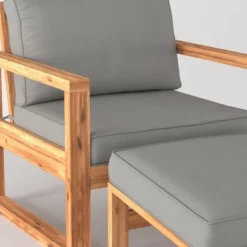 Galia 2pc Square Leg Acacia Wood Chair And Ottoman With Cushions - Brown - Saracina Home -Deals Patio Elegance Store GUEST 3de53d41 3e21 483c b5fd dd00d2e5b95e