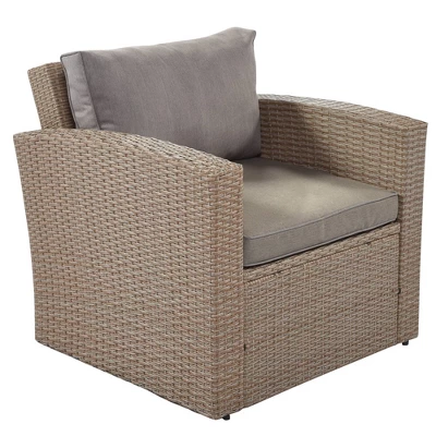 4pc Outdoor Wicker Conversation Set With Cushions - Gray - GODEER 14 4pc Outdoor Wicker Conversation Set With Cushions - Gray - GODEER - Image 14